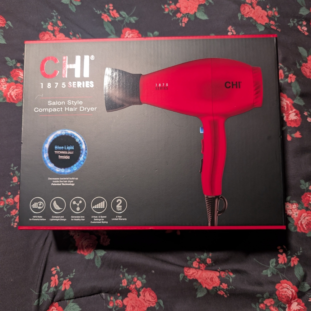 CHI 1875 Series Compact Hair Dryer - Red-New In Box-Make An Offer
